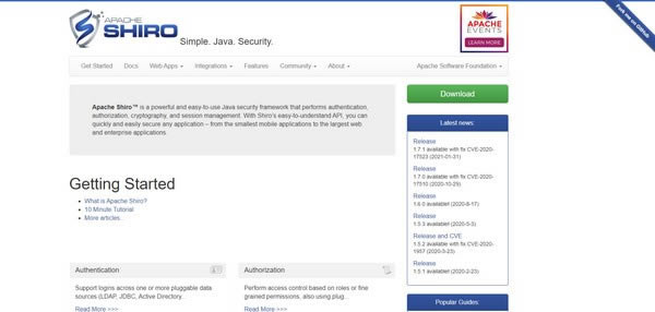 Apache Shiroٷ汾ءApache Shiro(Javaȫ) v1.7.1 ٷ汾
