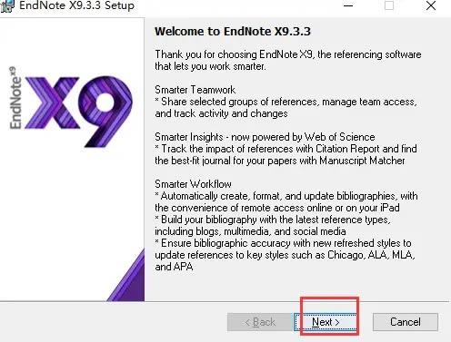 EndNote X9特別版安裝步驟1