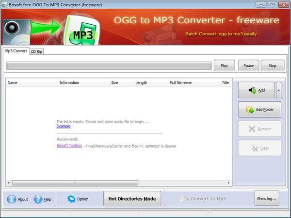 Boxoft free Ogg to MP3 Converterٷ汾ءBoxoft free Ogg to MP3 Converter(OggMP3ת) v1.0 ٷ汾