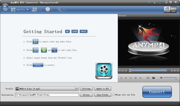 AnyMP4 MTS ConverterءAnyMP4 MTS Converter(MTSʽת) v7.2.32 ٷ汾