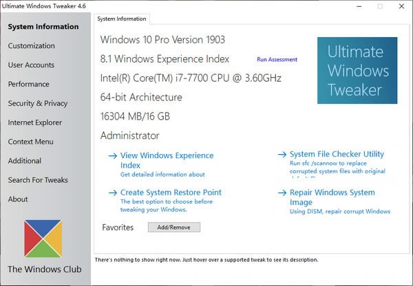 Ultimate Windows Tweaker؄edUltimate Windows Tweaker(Vistaϵy) v4.7.1.0 ٷ汾