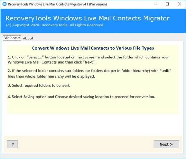 RecoveryTools Windows Live Mail Contacts Migrator-Ǩƹ-RecoveryTools Windows Live Mail Contacts Migrator v4.1ٷ汾