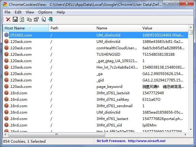 ChromeCookiesView-ȸCOOKIES鿴-ChromeCookiesView v1.5.0.0ٷ汾
