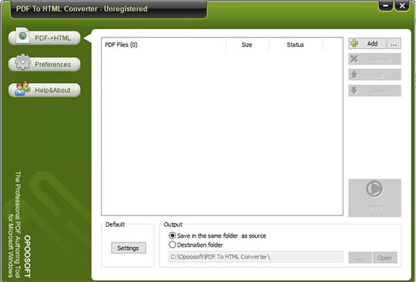 Opoosoft PDF To HTML Converter-Opoosoft PDF To HTML Converter v5.0°